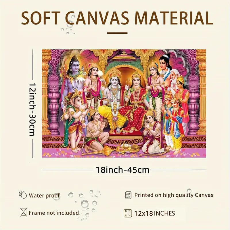 1pc Hindu Deity Canvas Print, Spiritual Indian Gods Wall Art