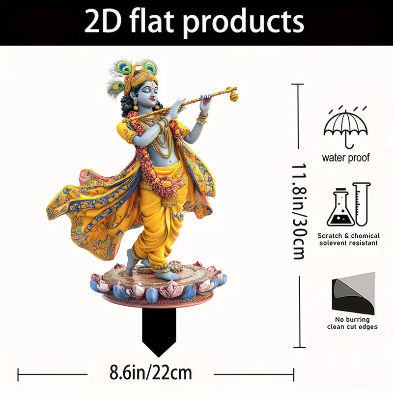 1pc Graceful Blowing Goddess Krishna Acrylic Decorative Yard Sign,