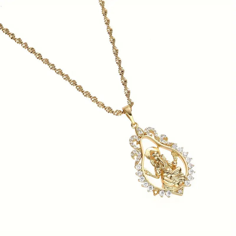 Ganesha Necklace with Cubic Zirconia