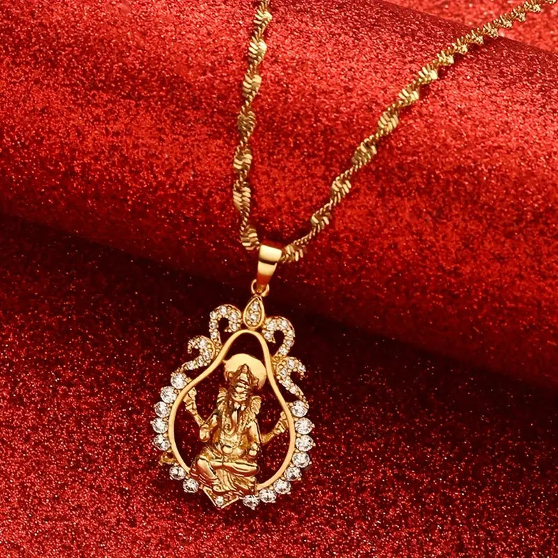 Ganesha Necklace with Cubic Zirconia