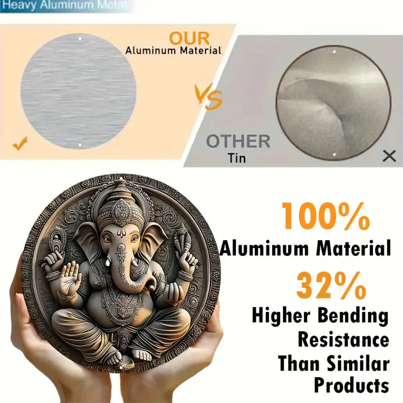 Heavy-Duty Aluminum Ganesh Wall Art