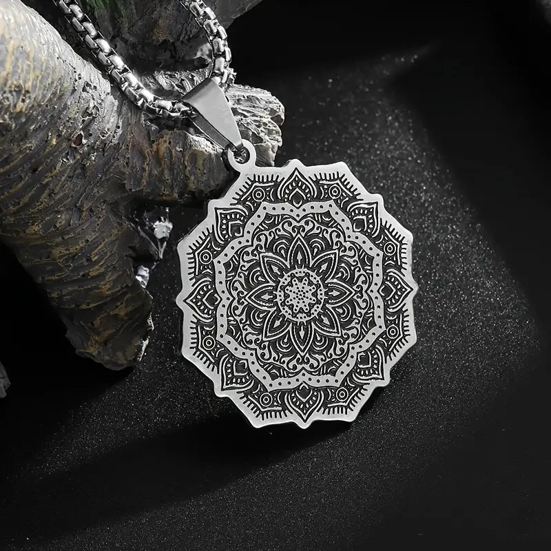 Lotus Flower Stainless Steel Pendant Necklace