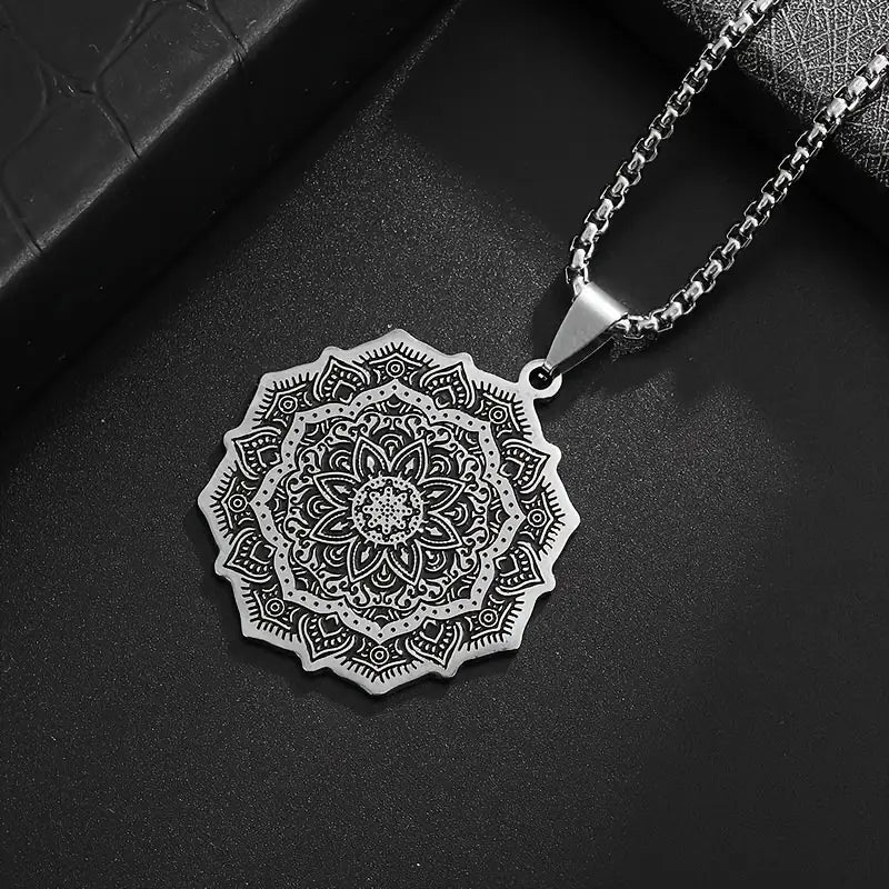 Lotus Flower Stainless Steel Pendant Necklace