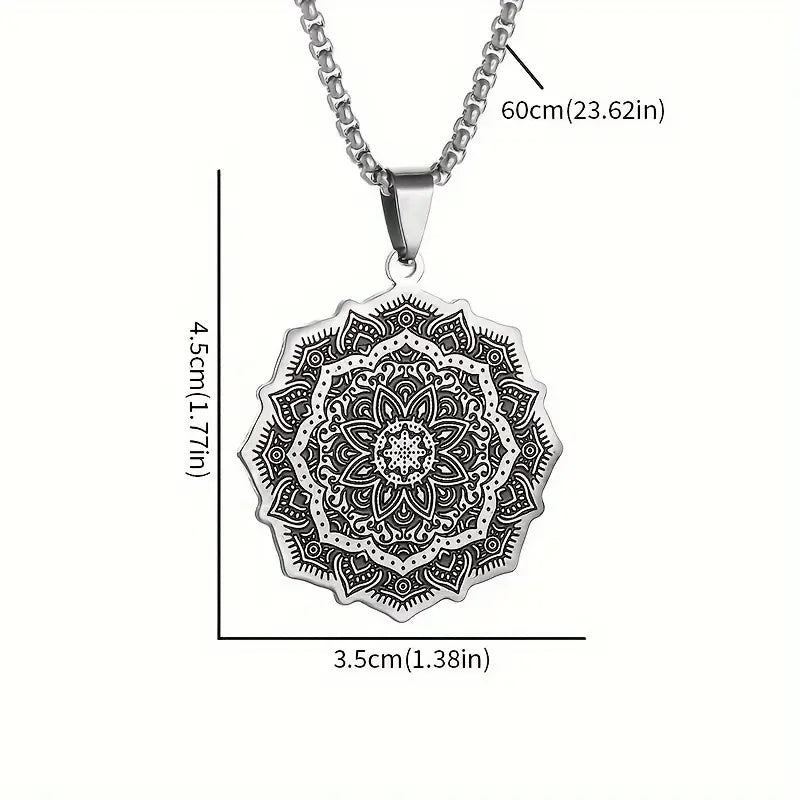 Lotus Flower Stainless Steel Pendant Necklace