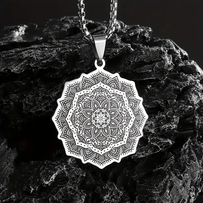 Lotus Flower Stainless Steel Pendant Necklace
