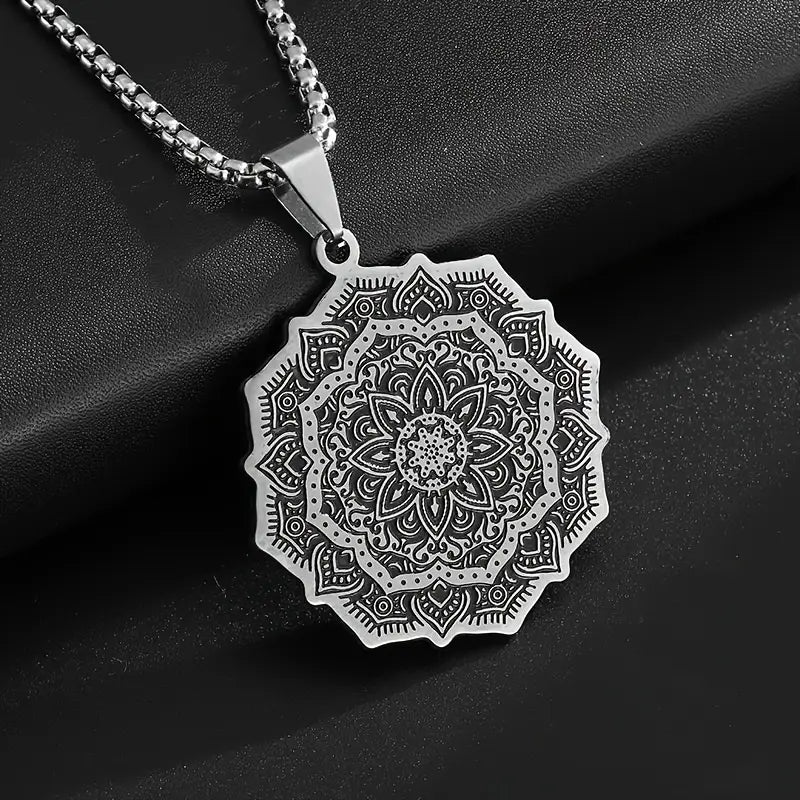 Lotus Flower Stainless Steel Pendant Necklace