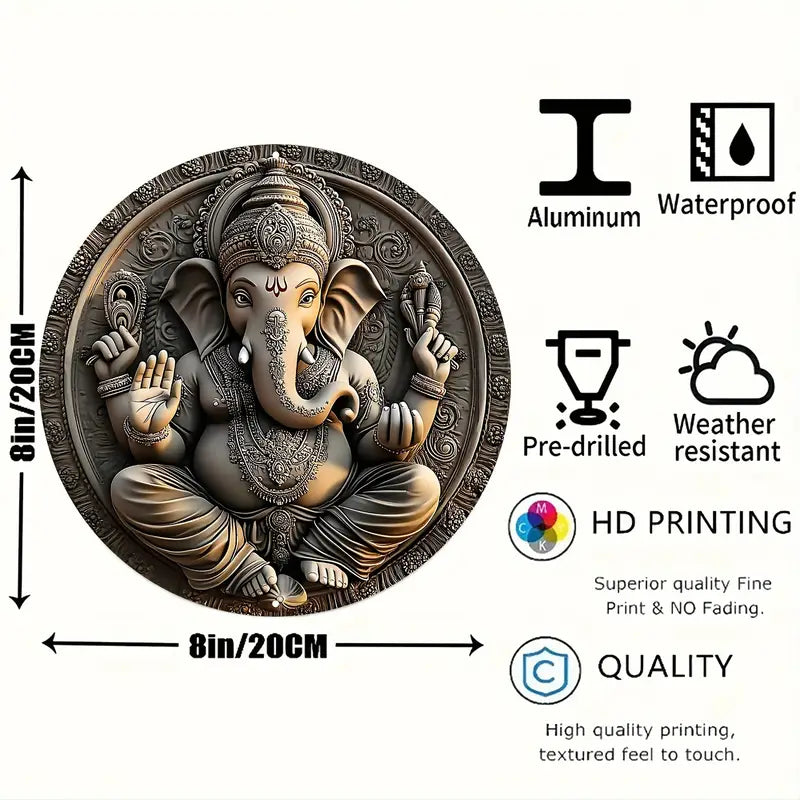 Heavy-Duty Aluminum Ganesh Wall Art