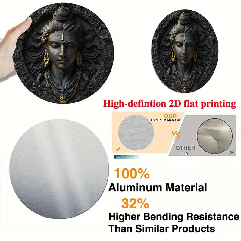 Vintage Shiva-Themed Aluminum Wall Sign