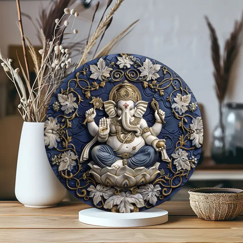 Ganesha-Themed Vintage Aluminum Wall Art