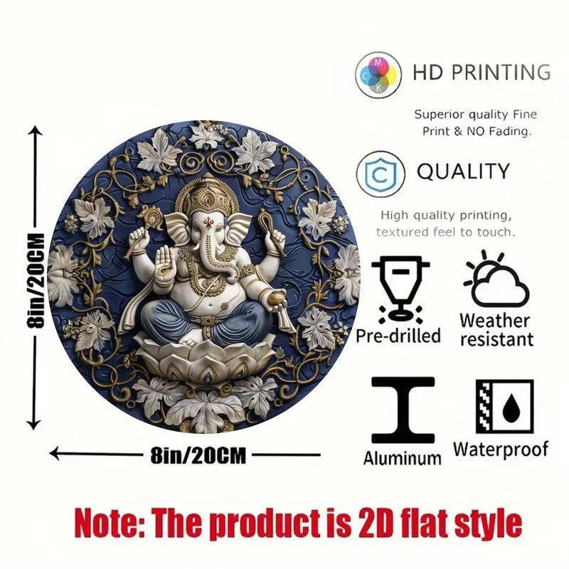 Ganesha-Themed Vintage Aluminum Wall Art