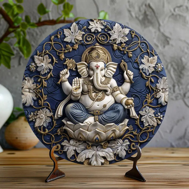 Ganesha-Themed Vintage Aluminum Wall Art