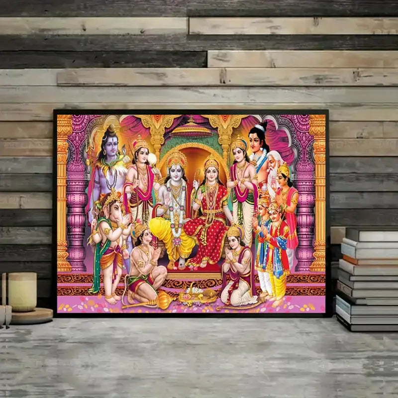 1pc Hindu Deity Canvas Print, Spiritual Indian Gods Wall Art
