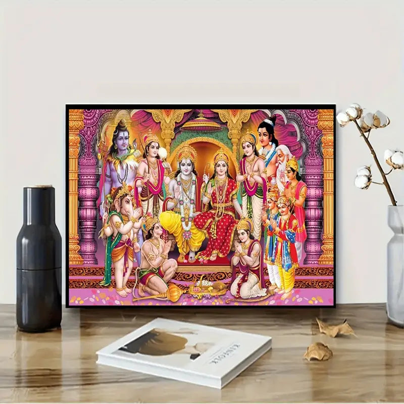 1pc Hindu Deity Canvas Print, Spiritual Indian Gods Wall Art