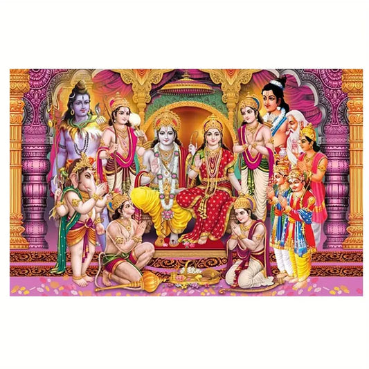 1pc Hindu Deity Canvas Print, Spiritual Indian Gods Wall Art