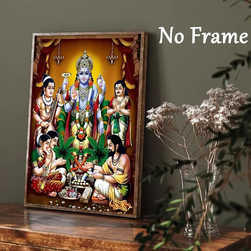 1pc Lord Vishnu Canvas Poster, 12x18 inches, Frameless