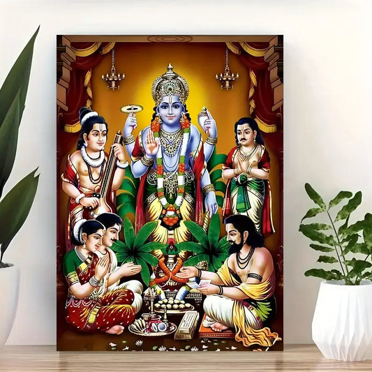 1pc Lord Vishnu Canvas Poster, 12x18 inches, Frameless