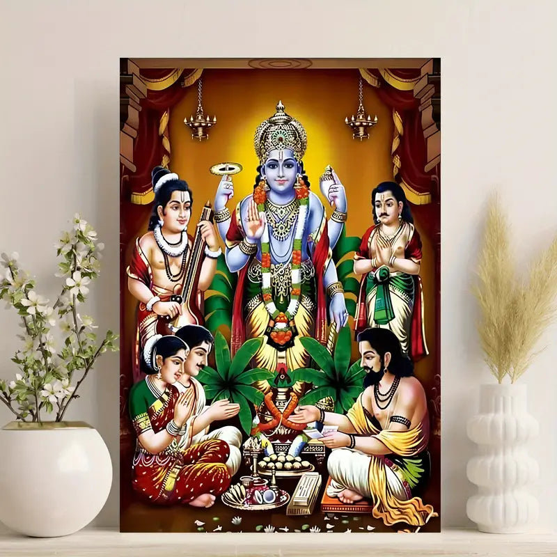 1pc Lord Vishnu Canvas Poster, 12x18 inches, Frameless