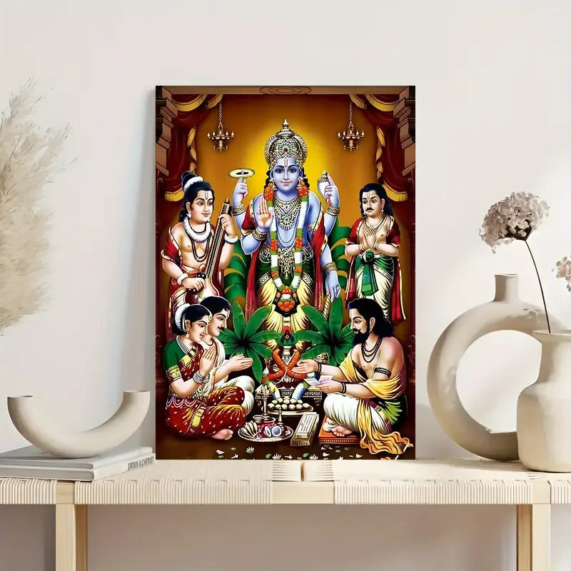 1pc Lord Vishnu Canvas Poster, 12x18 inches, Frameless