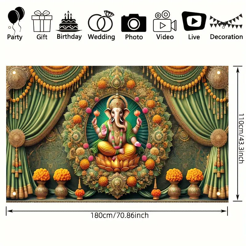 1-Piece Set Bold Indian Festival &amp; Wedding Photography Backdrop