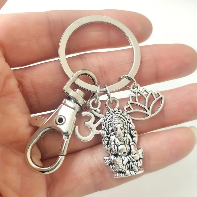 1pc Ganesha Key Chain, Sacred Elephant Success Buddha Keychain, Wealth God Elephant Key Ring