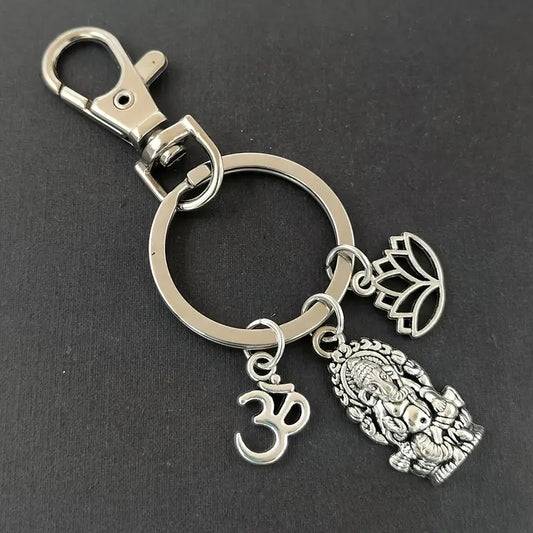 1pc Ganesha Key Chain, Sacred Elephant Success Buddha Keychain, Wealth God Elephant Key Ring