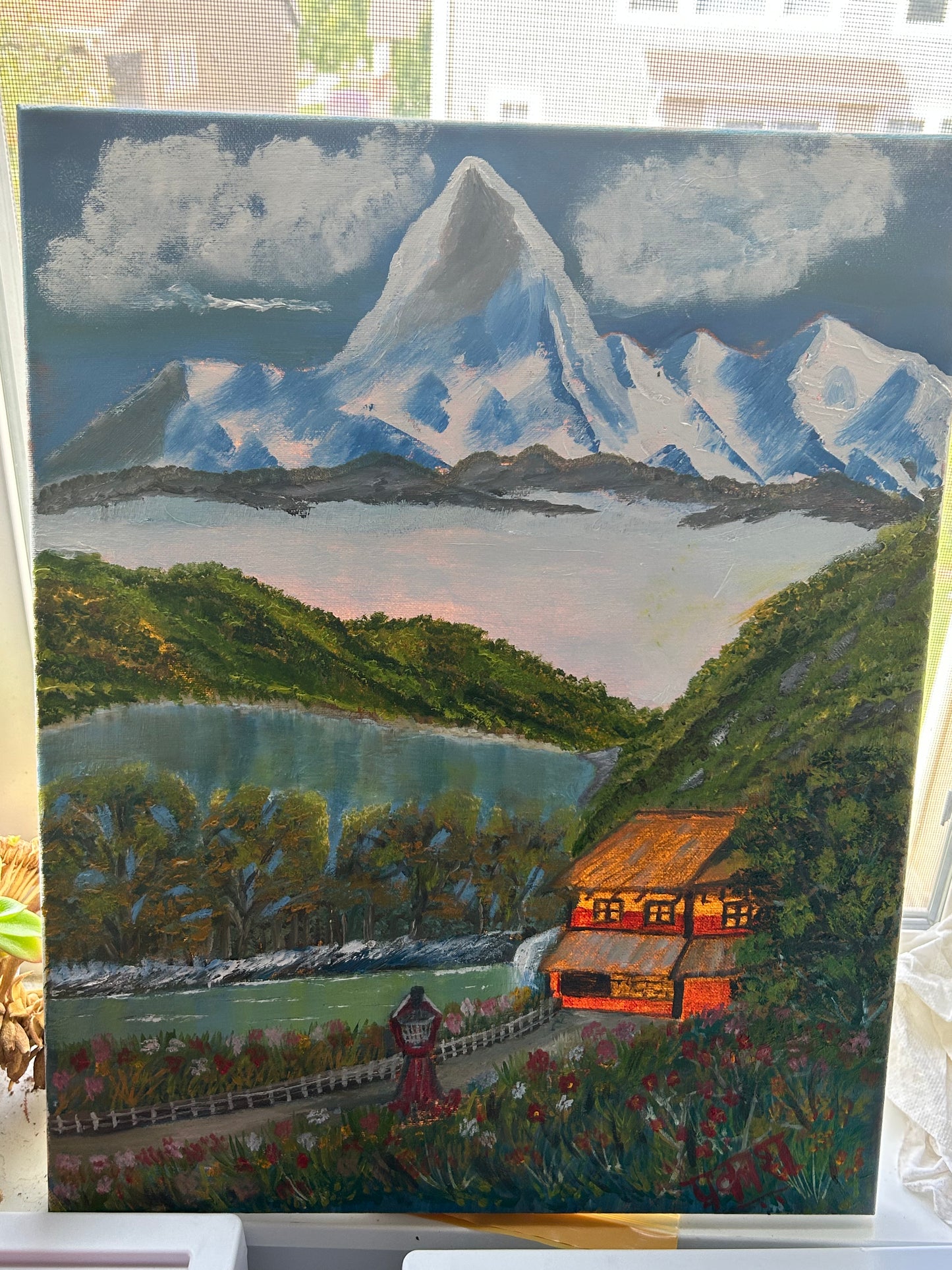 Machha Puchhre (Fish Tail) – 16" x 20" Oil on Canvas