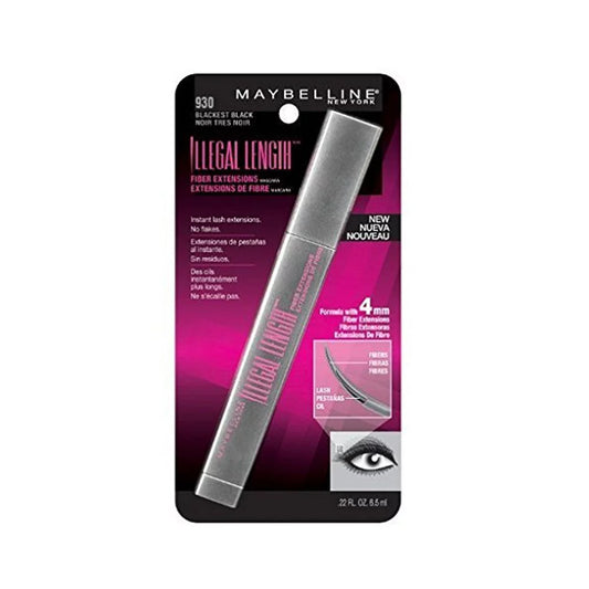 1pc Maybelline Illegal Length Fiber Extensions Mascara BLKest BLK 0.22oz #930