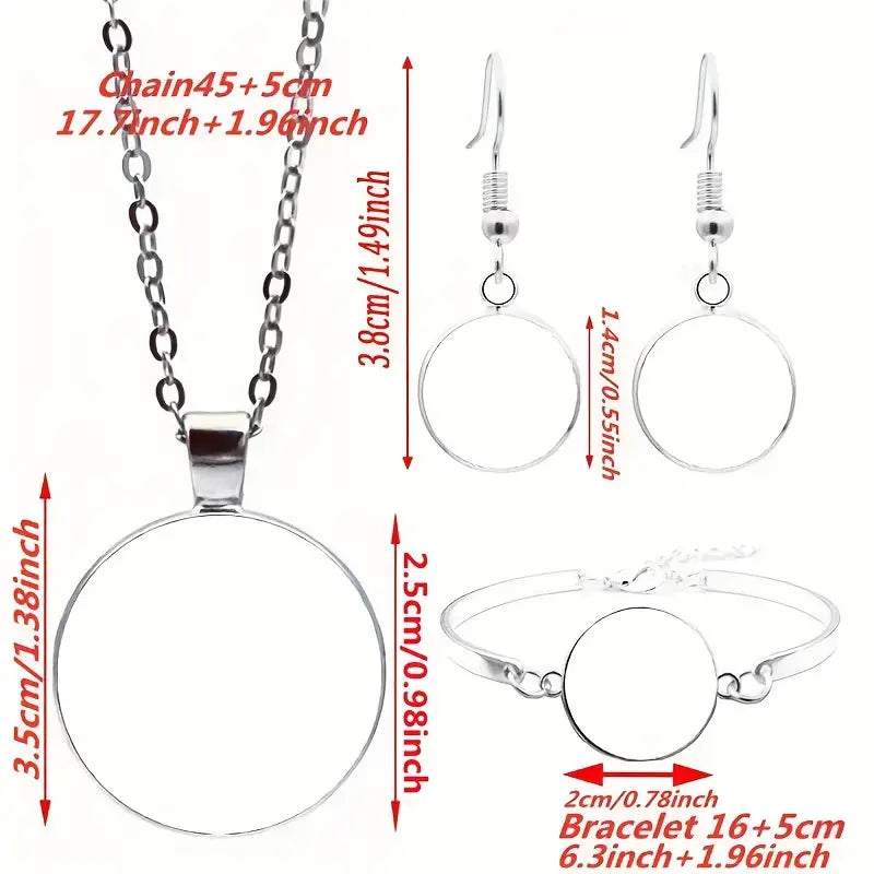 Celtic Tree of Life Glass Round Necklace Set
