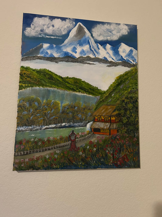 Machha Puchhre (Fish Tail) – 16" x 20" Oil on Canvas