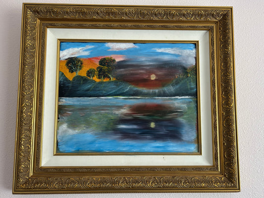 Sunset, Nepal, Framed Dimension: 29.5"X24.5"