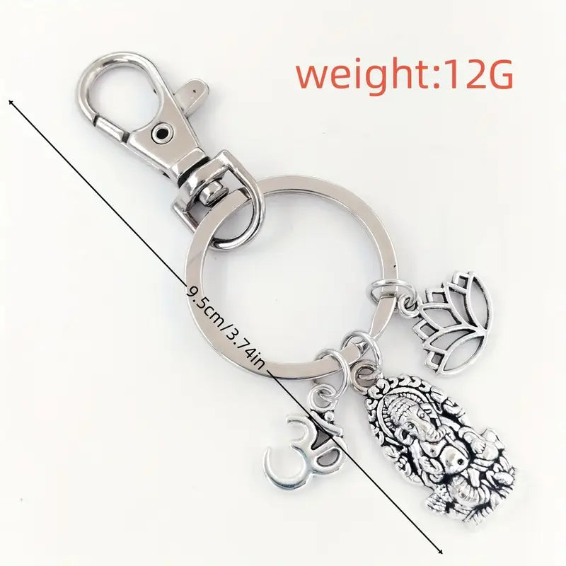 1pc Ganesha Key Chain, Sacred Elephant Success Buddha Keychain, Wealth God Elephant Key Ring