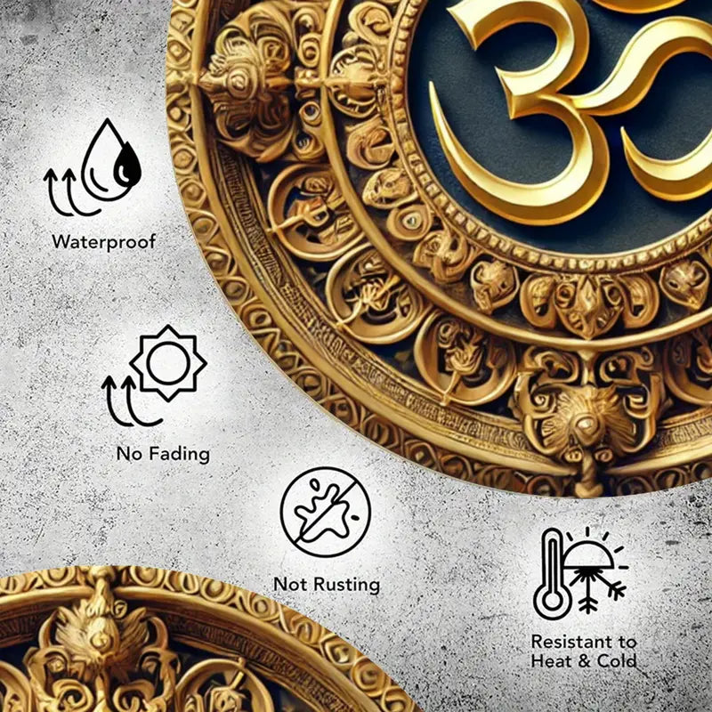 Golden Om Symbol 7.8x7.8" Aluminum Sign