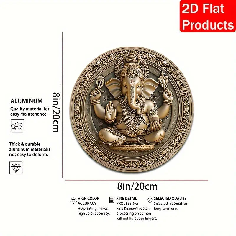 8"x8" Vintage Aluminium Ganesha Wall Art
