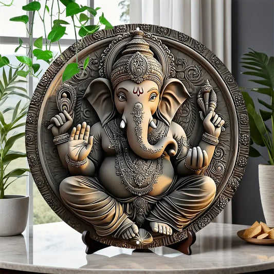Heavy-Duty Aluminum Ganesh Wall Art