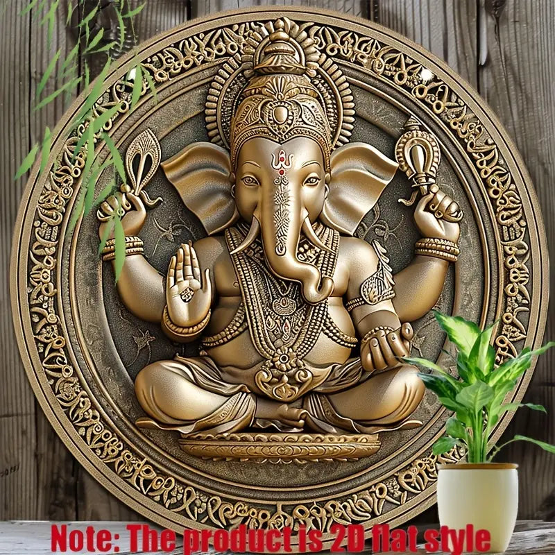 8"x8" Vintage Aluminium Ganesha Wall Art
