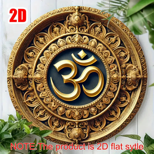 Golden Om Symbol 7.8x7.8" Aluminum Sign