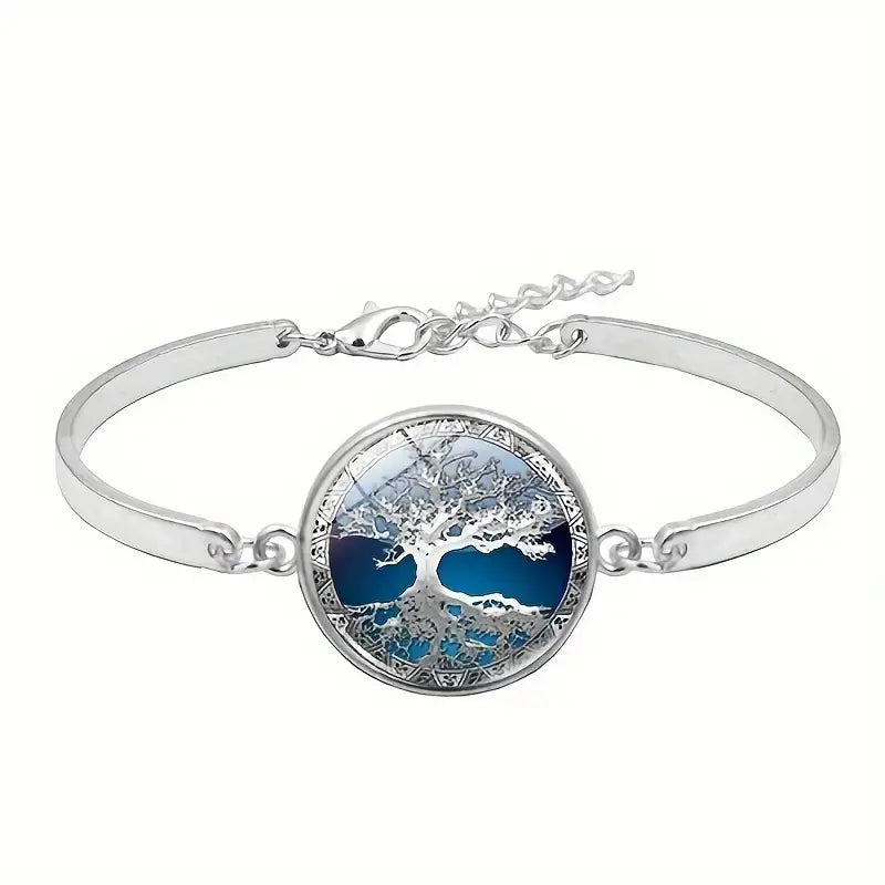 Celtic Tree of Life Glass Round Necklace Set